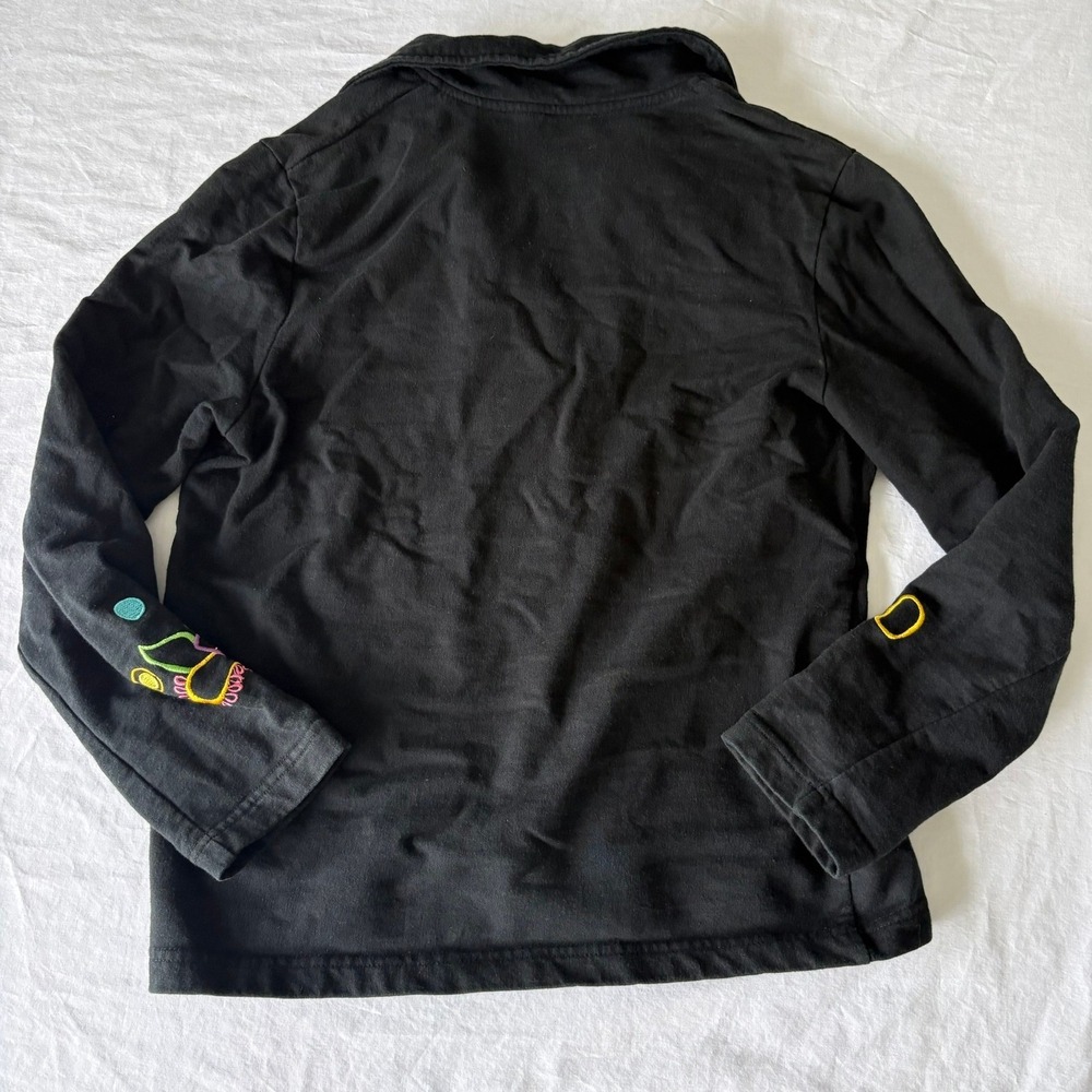 Onque Casuals Black Cotton Embroidered Floral Paisley Button Front Jacket Small - Picture 10 of 11